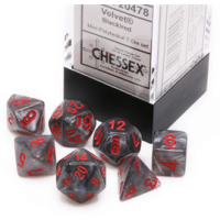 Chessex Velvet Mini-Polyhedral Black/red 7-Die Set