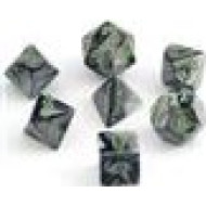 Chessex Gemini Polyhedral 7-Die Set - Black-Grey w/green