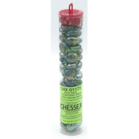 Chessex Gaming Glass Stones in Tube - Iridized Crystal Green (40)
