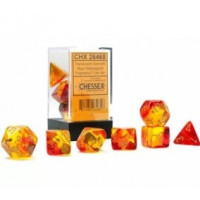 Gemini Polyhedral Translucent Red-Yellow/gold 7-Die Set