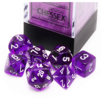 Chessex Translucent Mini-Polyhedral Purple/white 7-Die Set
