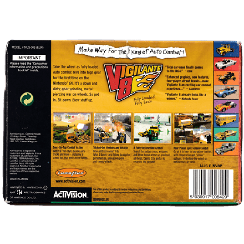 Manuel D'utilisation N64 Vigilante 8 - Livret D'instructions Seulement